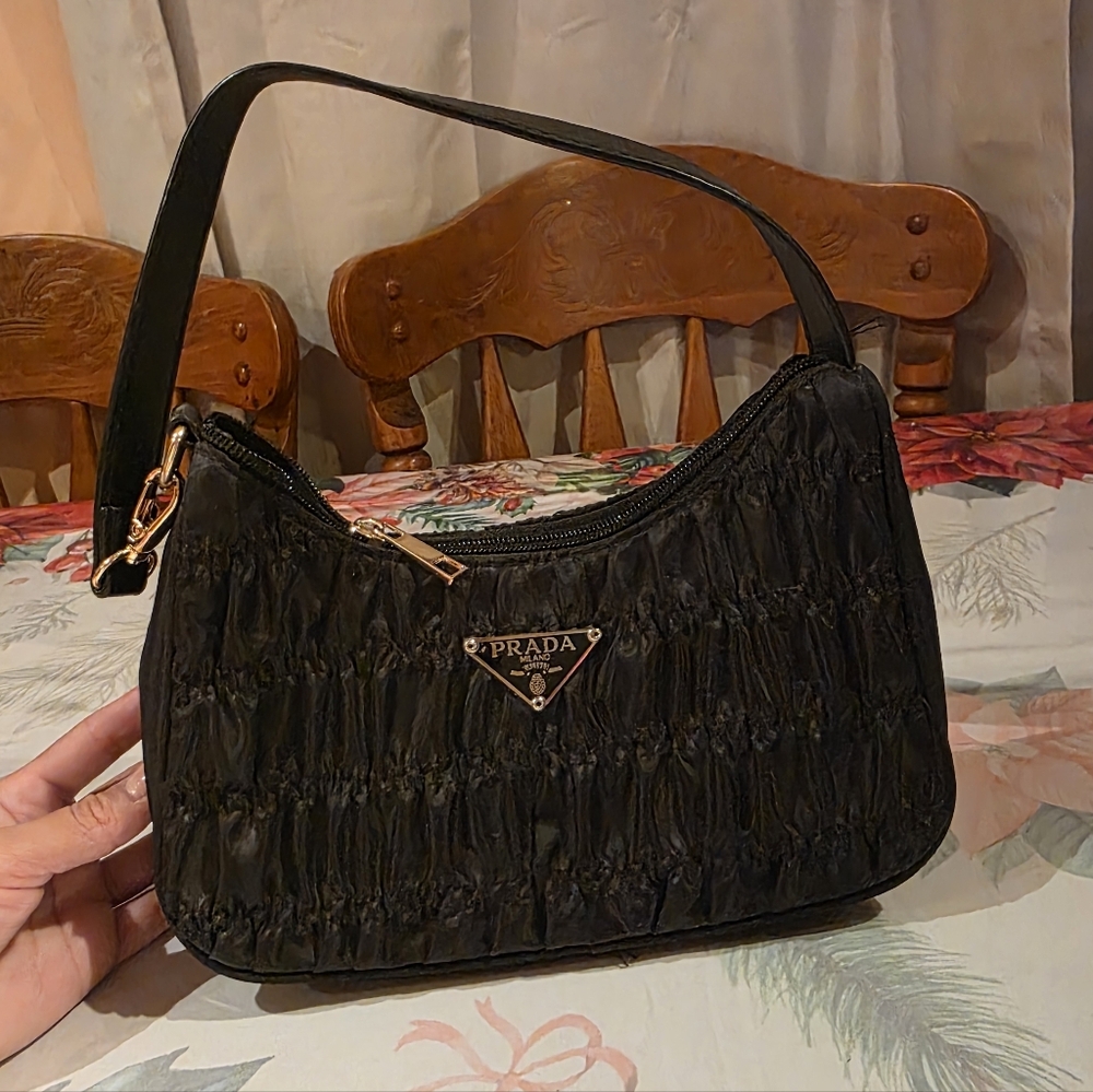 Prada Black Ruched Shoulder Bag